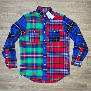 NWT Men MEDIUM Polo Ralph Lauren Multicolor Plaid Flannel Fleece Button Up Shirt